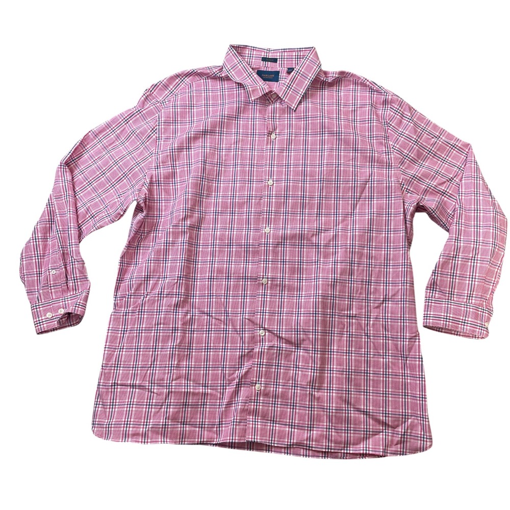 Fairlane XXXL Pink Plaid Regular Fit Cotton Blend Long Sleeve Men's Button Up